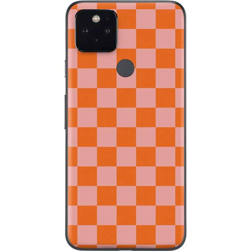 Orange Checkered Google Pixel 5 Skin
